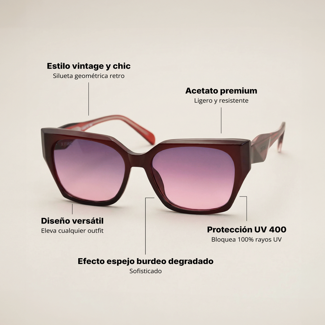 Lente de sol Alessa Burgundy / Burgundy UV400 X FIRE