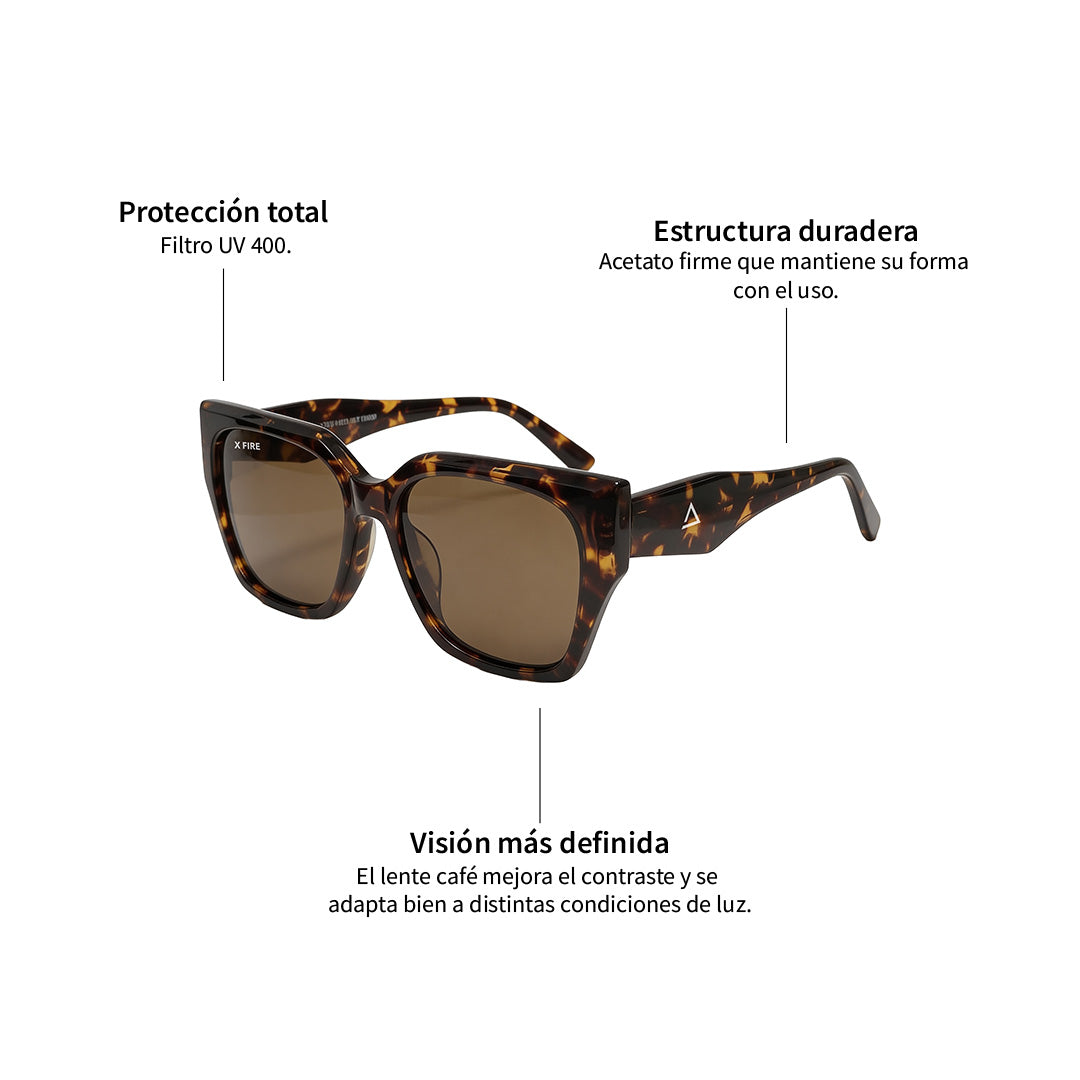 Lente de sol Animal Print Alessa / Café UV400 X FIRE