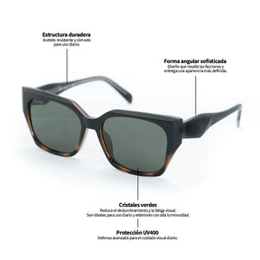 Lente de sol Animal Print Alessa / Verde UV400 X FIRE