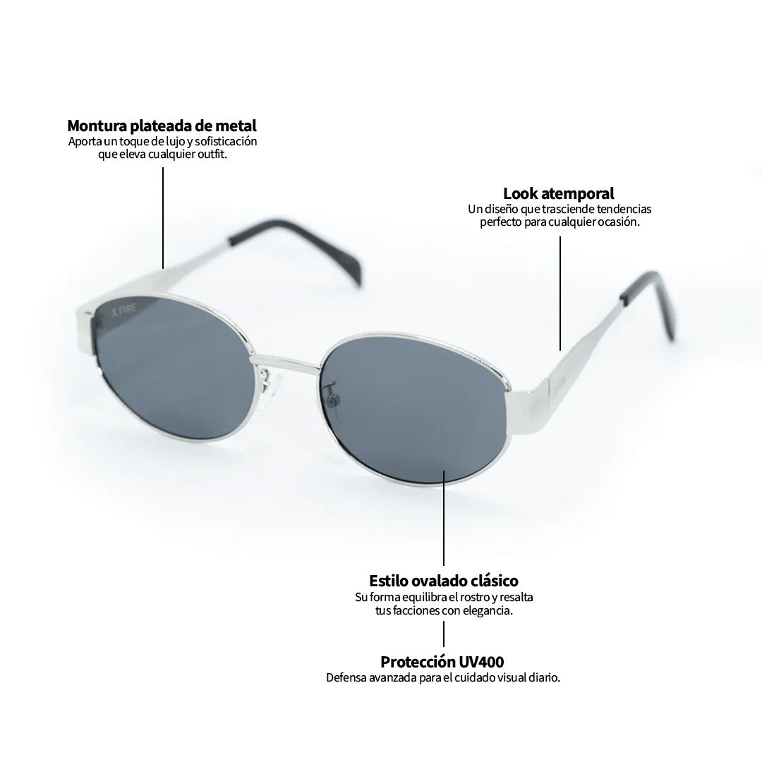 Lente de sol plateado Armonia / Gris UV400 X FIRE