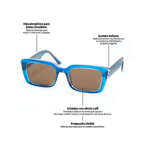 Lente de sol Azul Misso / Café UV400 X FIRE
