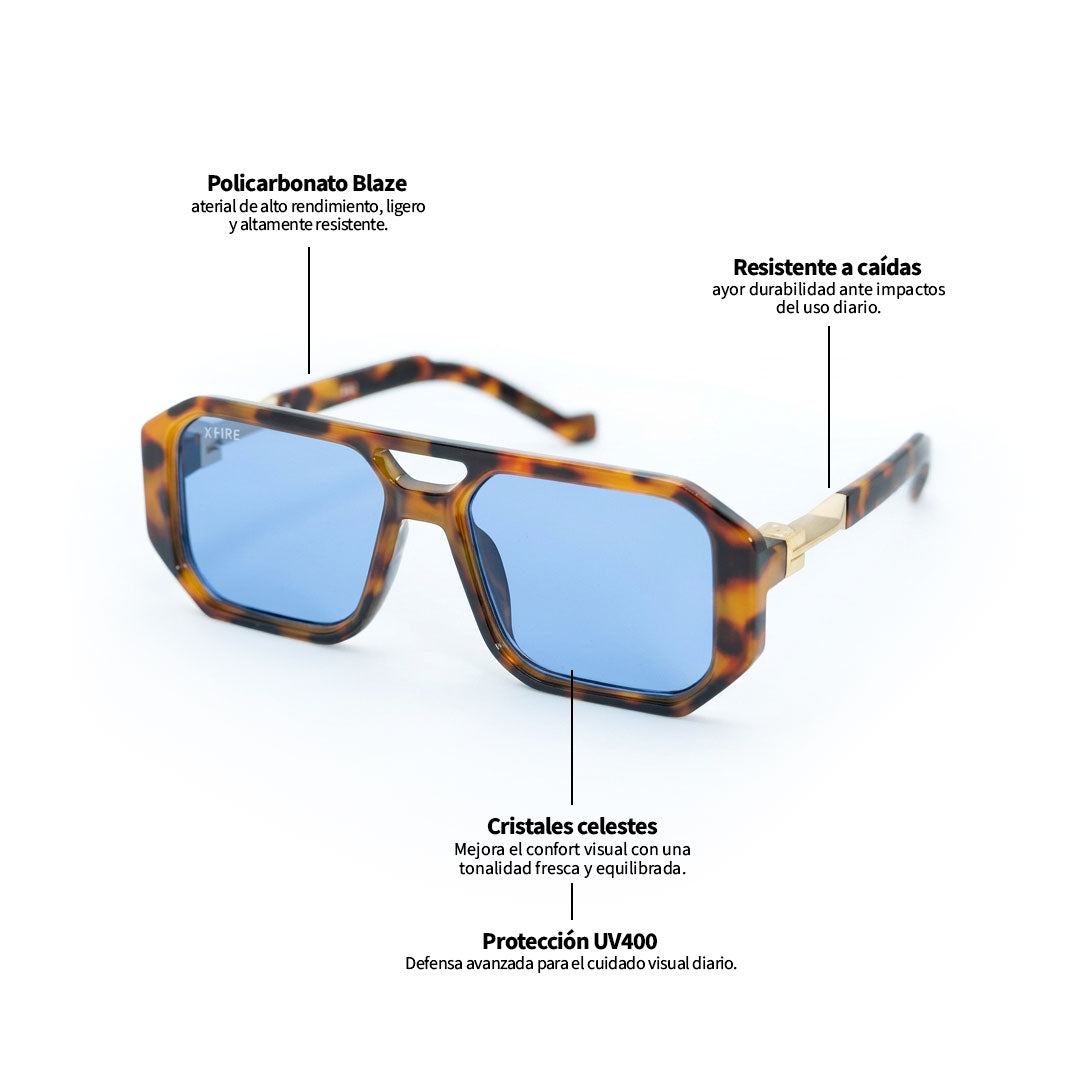 Lente de sol Bali 2.0 Animal Print / Azul UV400 X FIRE