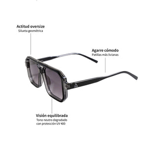 Lente de sol Cassi Negro / Negro UV400 X FIRE