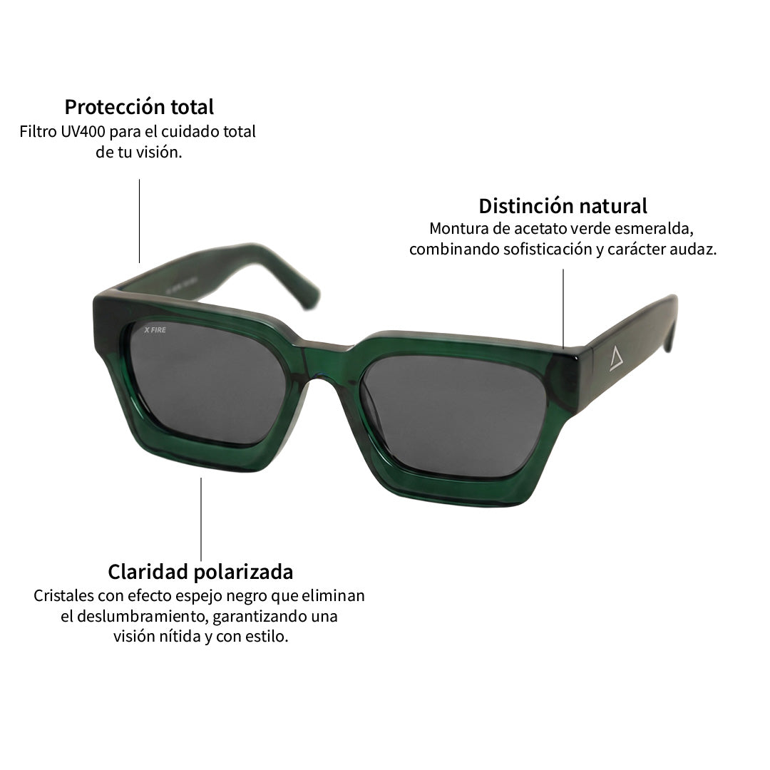 Lente de sol Verde Spargi / Negro UV400 X FIRE