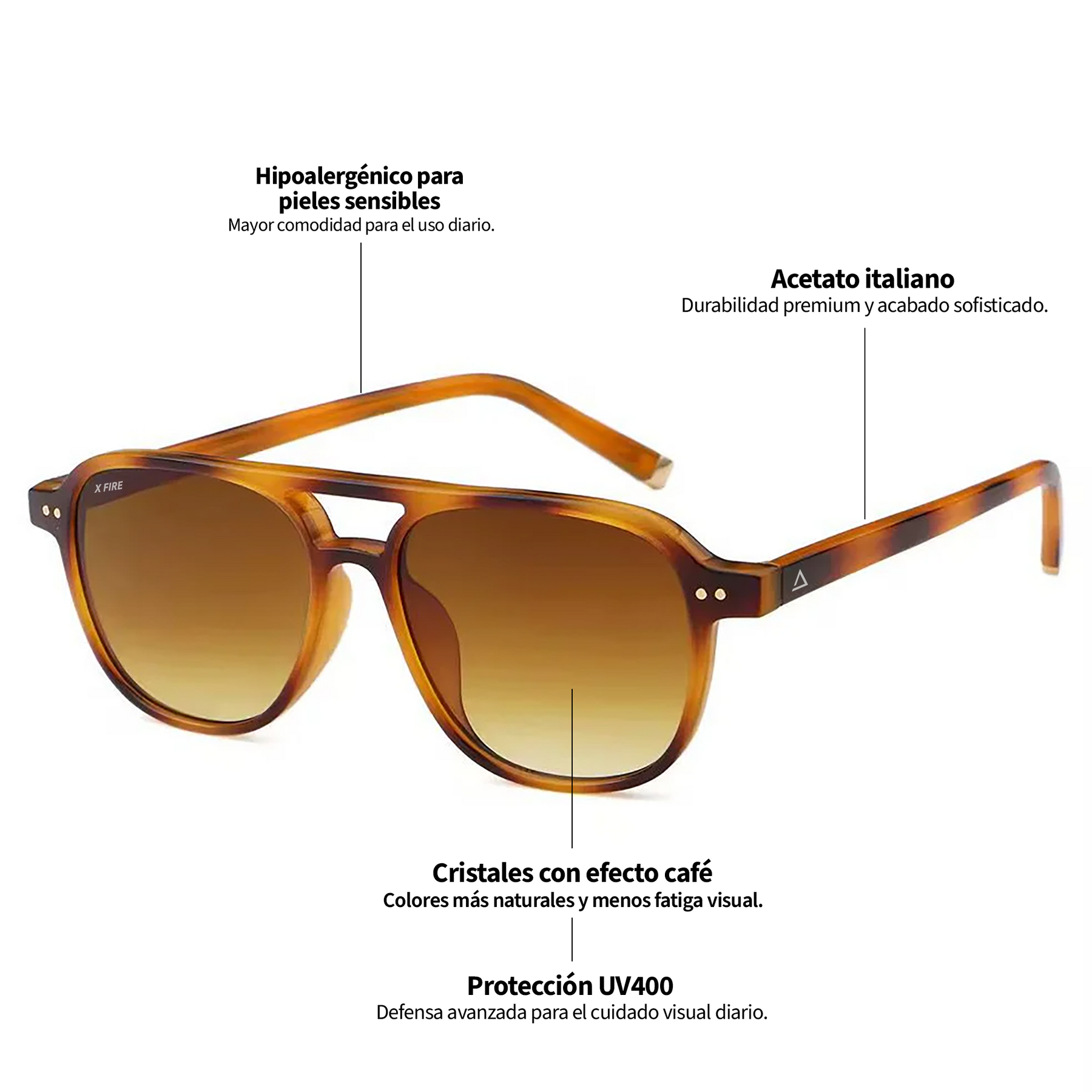 Lente de sol Manzini Animal Print / Café UV400 X