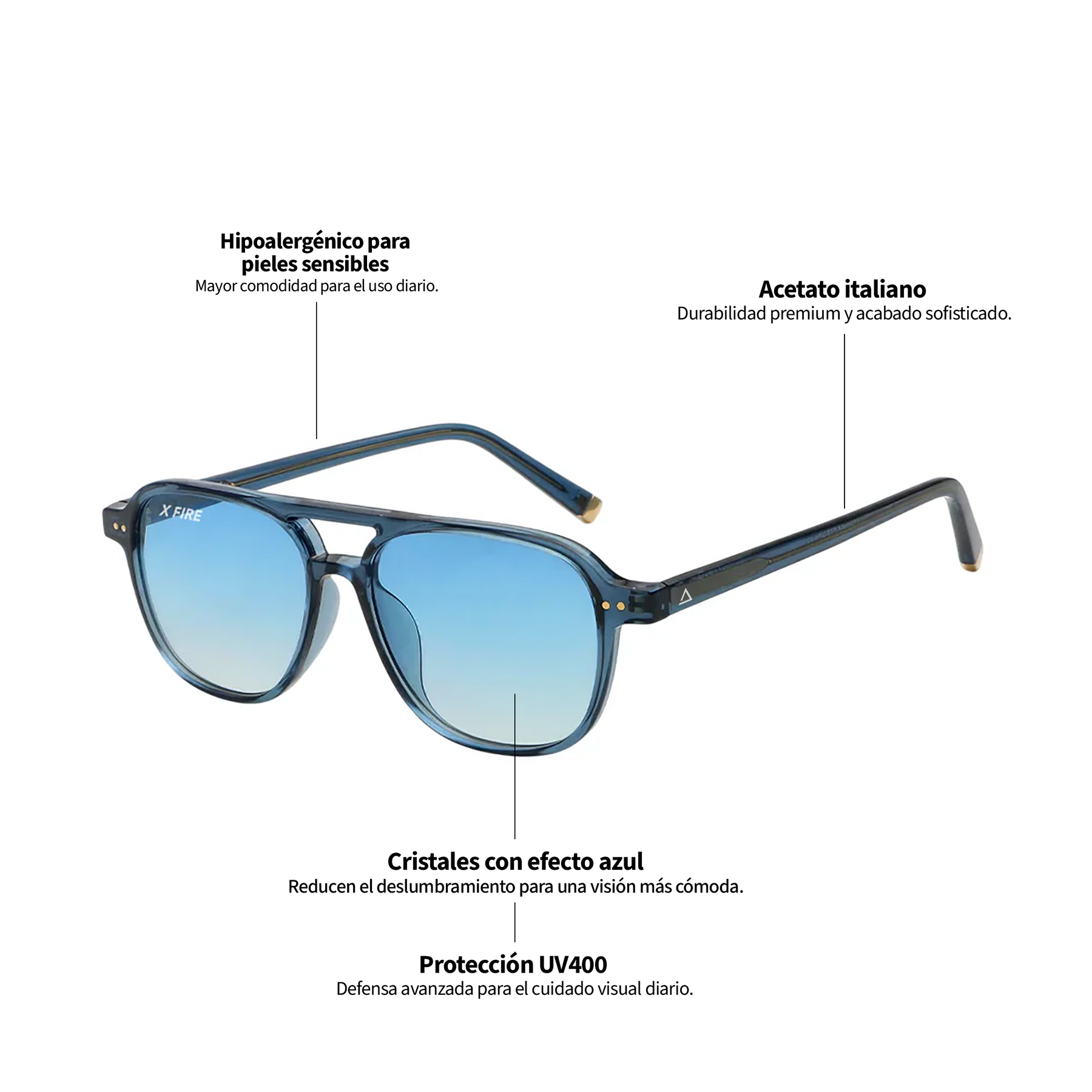Lente de sol Manzini Azul / Azul UV400 X FIRE