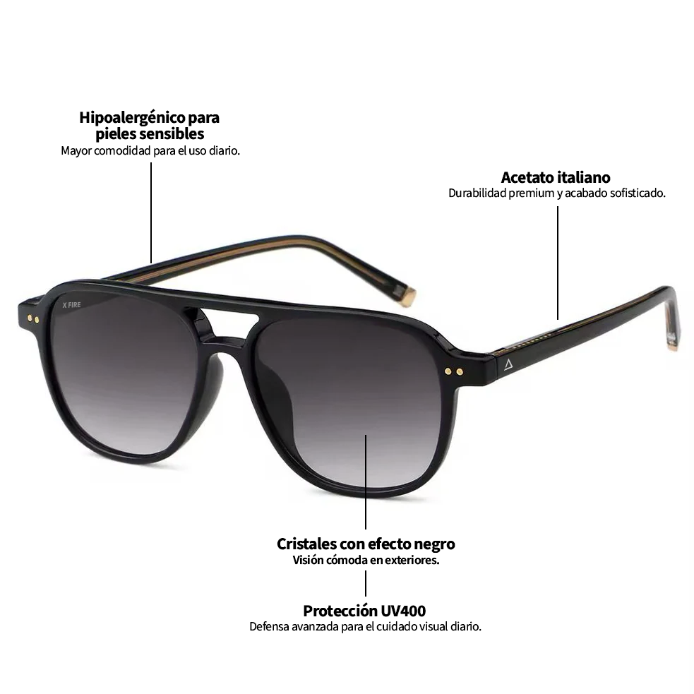 Lente de sol Manzini Negro / Negro UV400 X FIRE