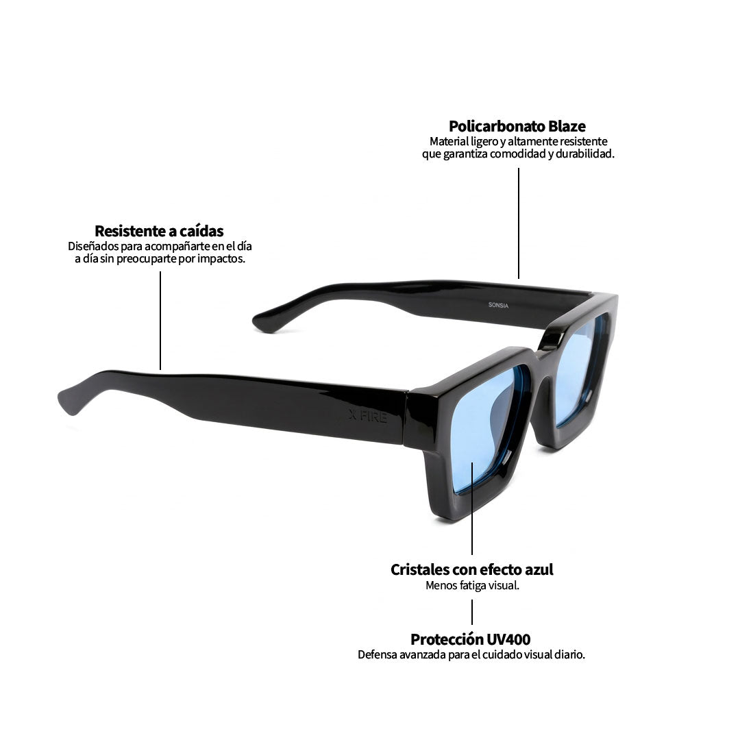 Lente de sol Negro Soneva / Azul UV400 X FIRE