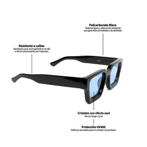 Lente de sol Negro Soneva / Azul UV400 X FIRE