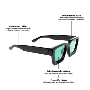 Lente de sol Negro Soneva / Verde UV400 X FIRE