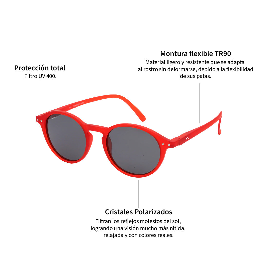 Lente de sol Rojo Niza / Negro UV400 X FIRE