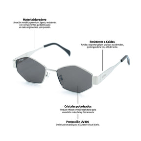 Lente de sol Plateado Irala  / Gris UV400 X FIRE