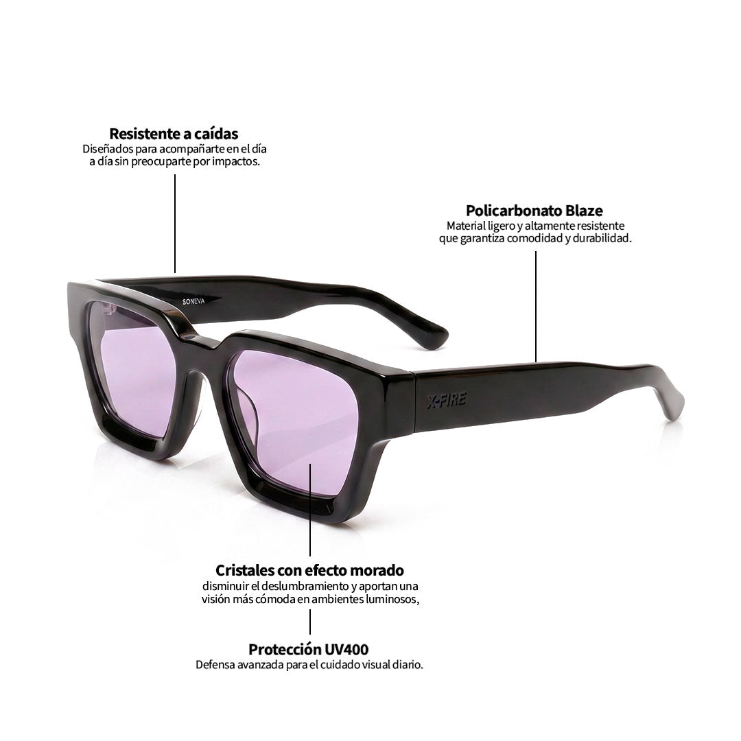Lente de sol Negro Soneva / Morado UV400 X FIRE