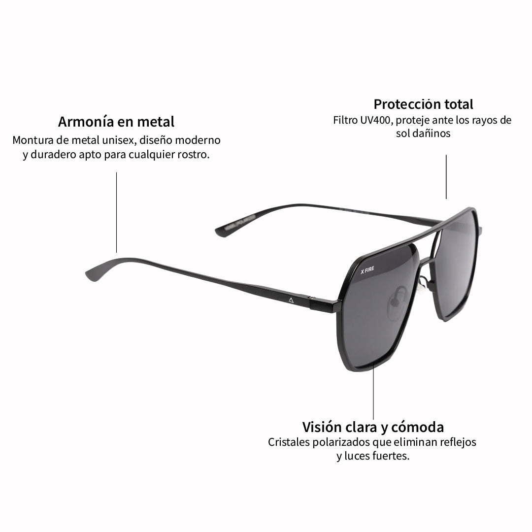 Lente de sol Negro Thakur / Negro UV400 X FIRE