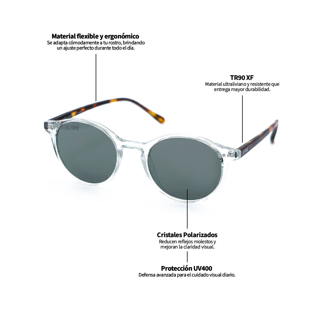 Lente de sol Transparente Niza / Negro UV400 X FIRE