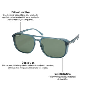 Lente de sol Azul Atlas / Verde UV400 X FIRE