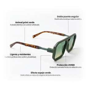 Lente de sol animal print verde Bali 2.0 / Verde UV400 X FIRE