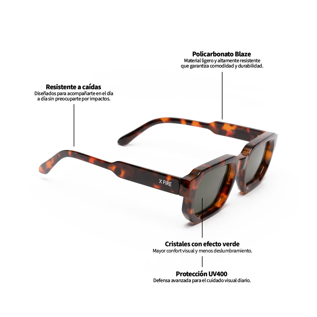 Lente de sol Animal Print Oasis / Verde UV400 X FIRE