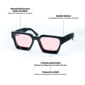 Lente de sol Negro Spargi / Rosado UV400 X FIRE