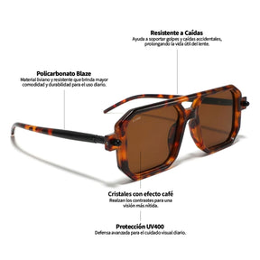 Lente de sol Bali Animal Print / Café UV400 X FIRE