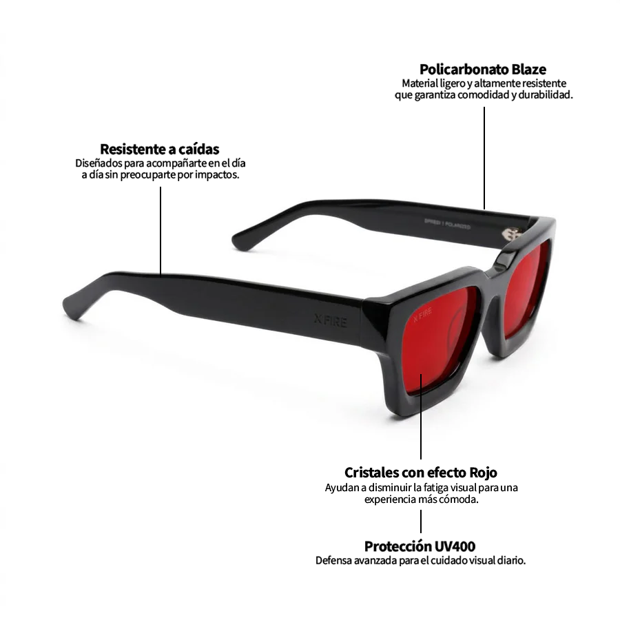 Lente de sol Negro Soneva / Rojo UV400 X FIRE