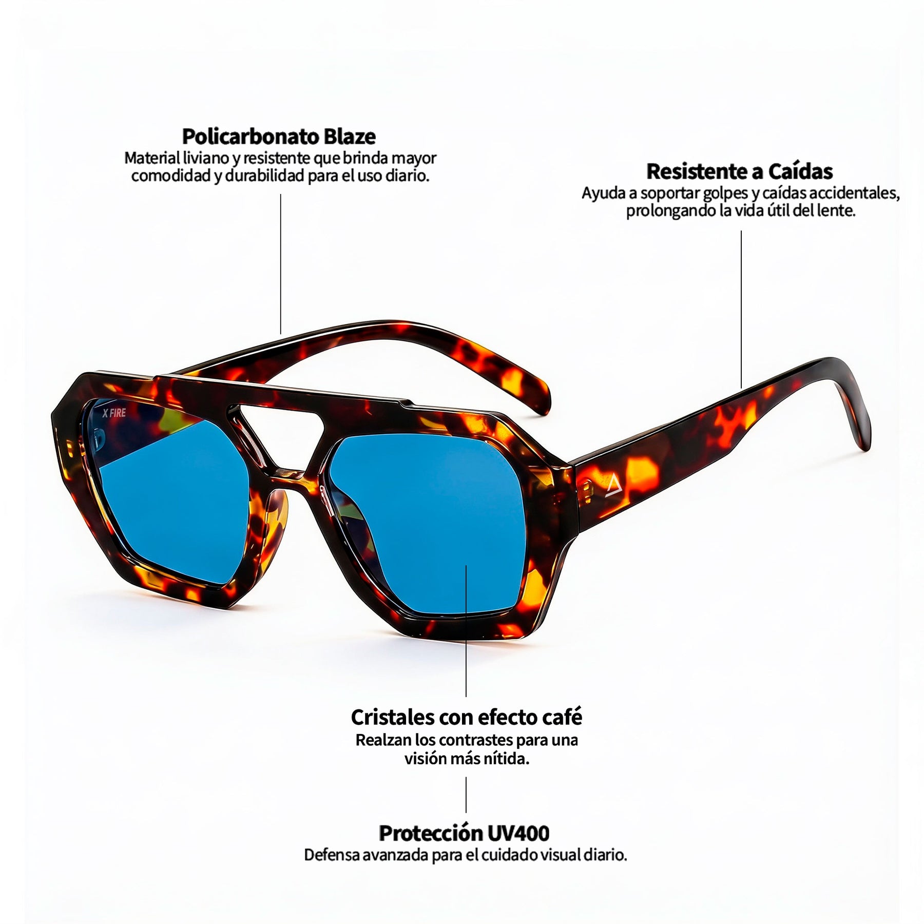 Lente de sol Animal Print Bali / Azul UV 400 X FIRE