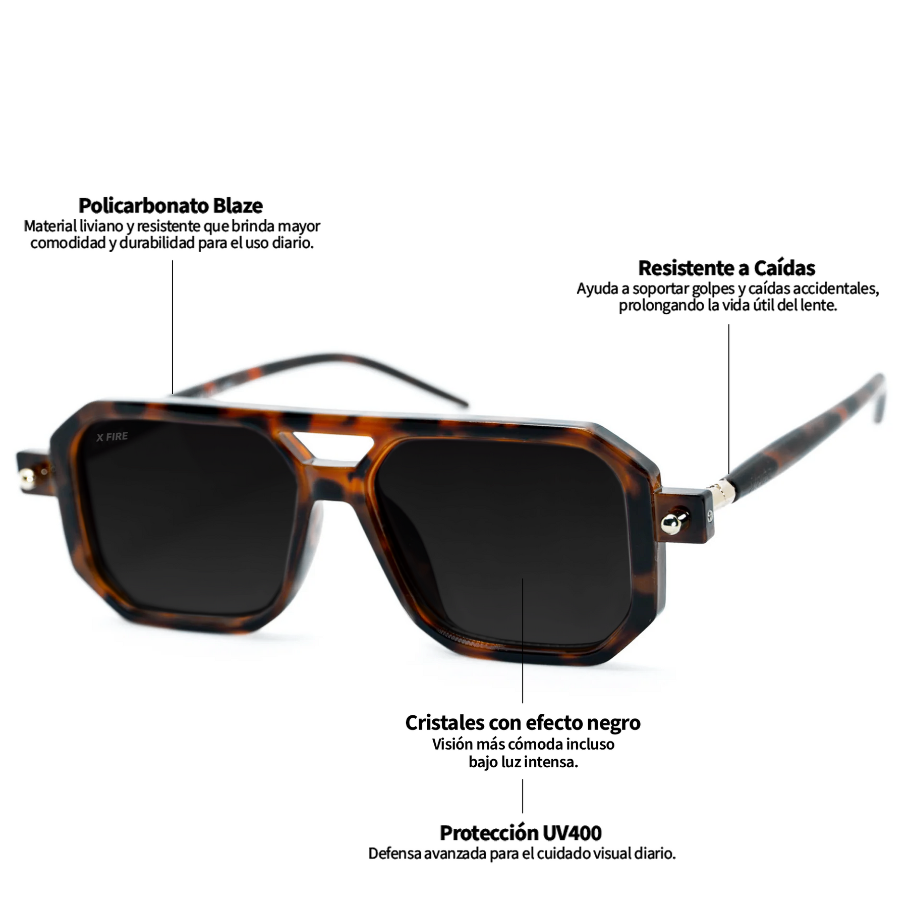 Lente de sol Bali Animal Print / Negro UV400 X FIRE