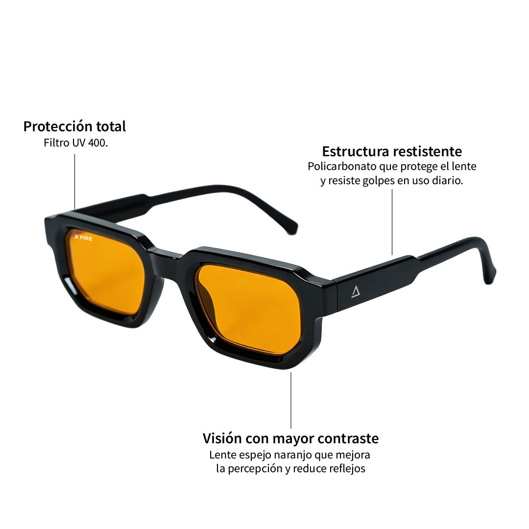 Lente de sol Negro Oasis / Naranjo UV400 X FIRE