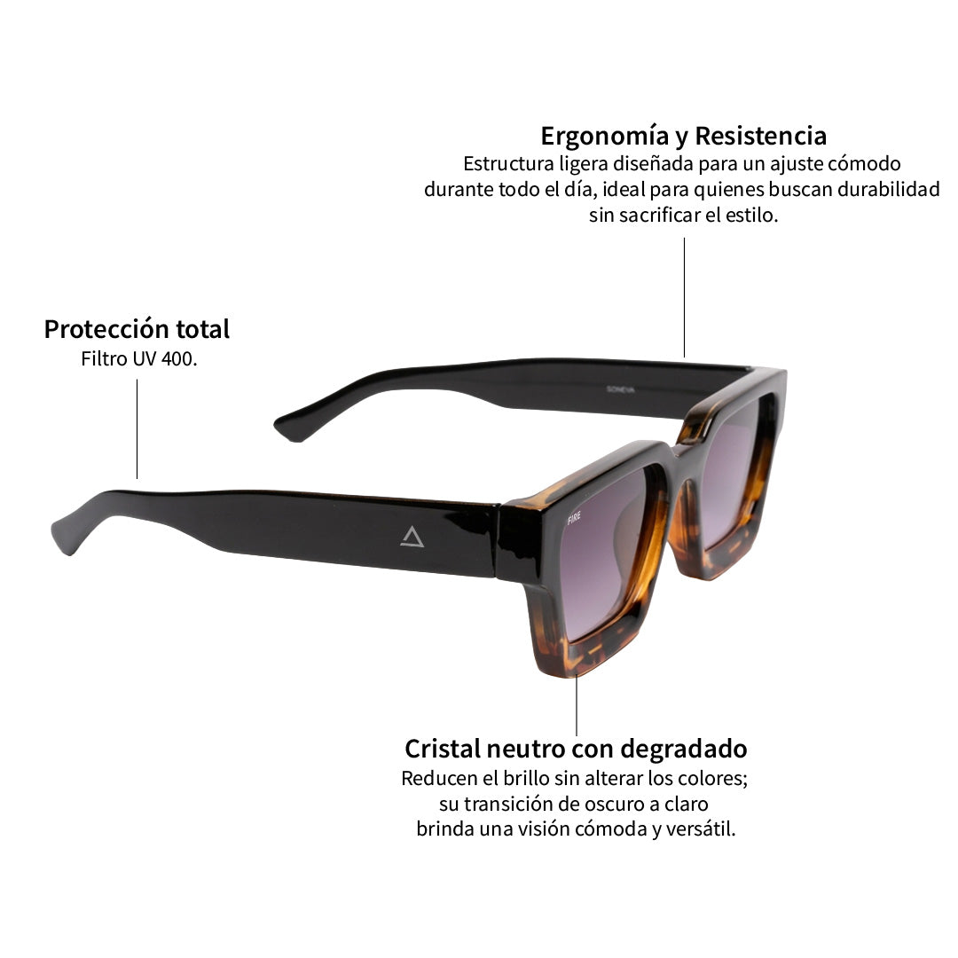 Lente de sol Negro Leopardo Soneva / Gris UV400 X FIRE